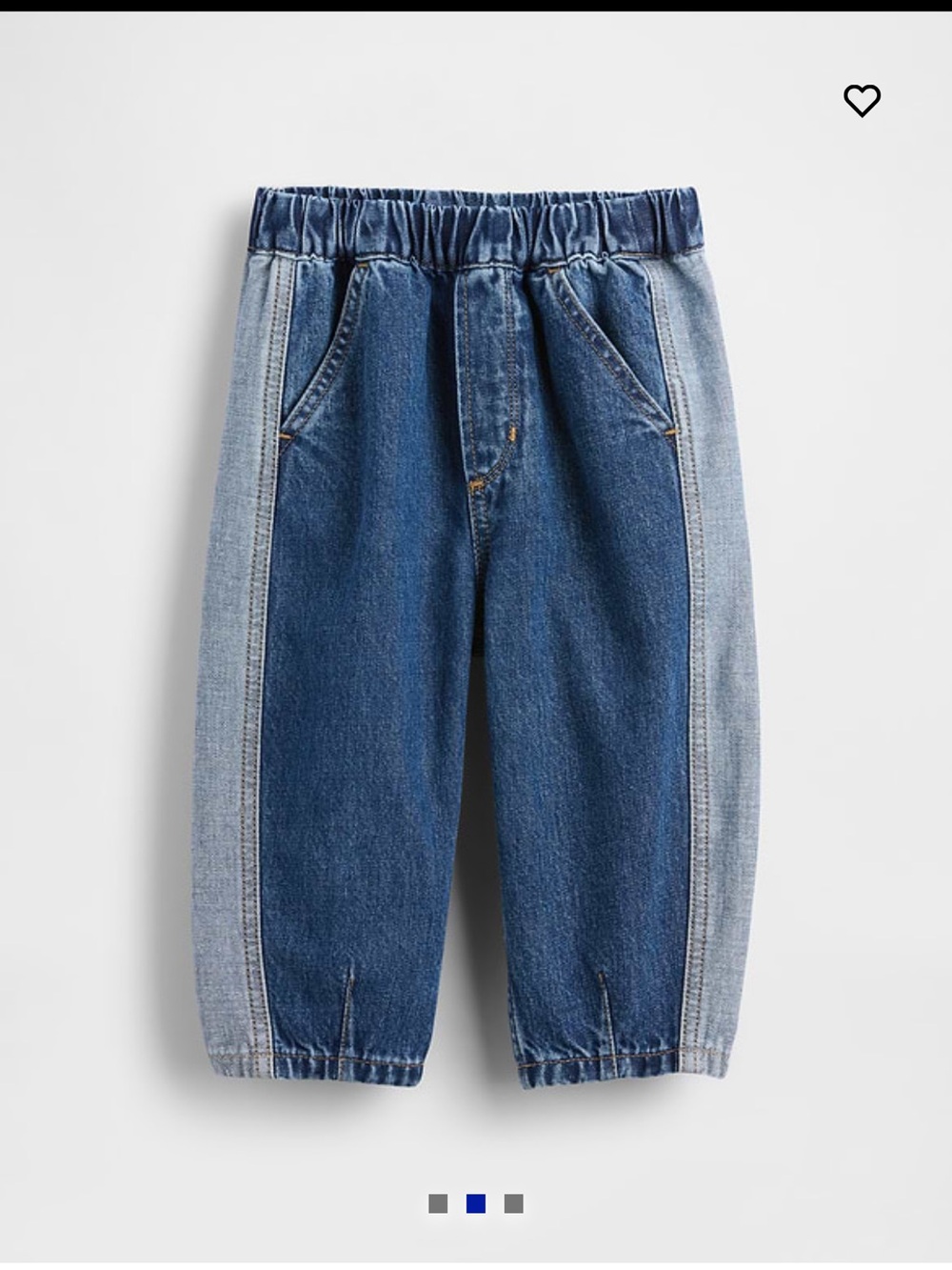 New GAP Kids Two-Tone Blue Denim Barrel Baggy Jeans 4T